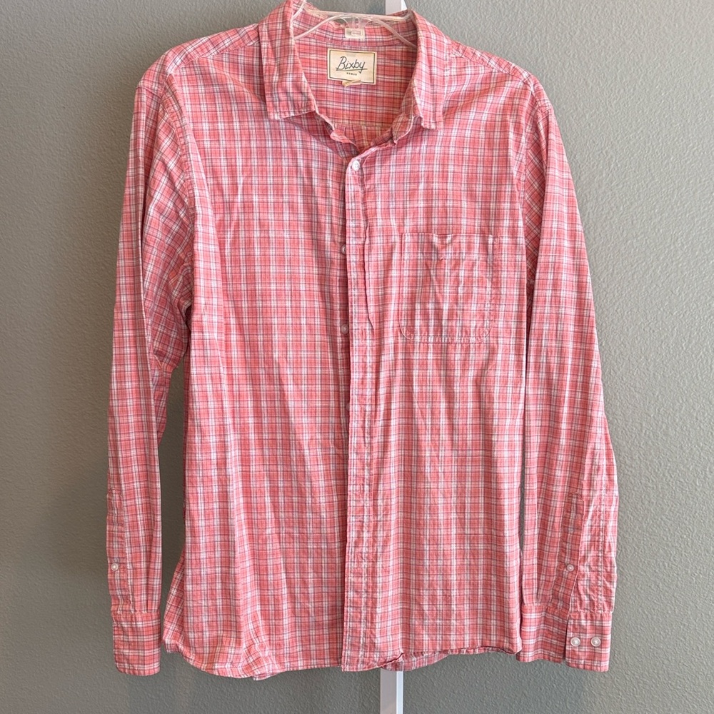 MEN’s Bixby Nomad L Coral/Pink Plaid Button Down Shirt